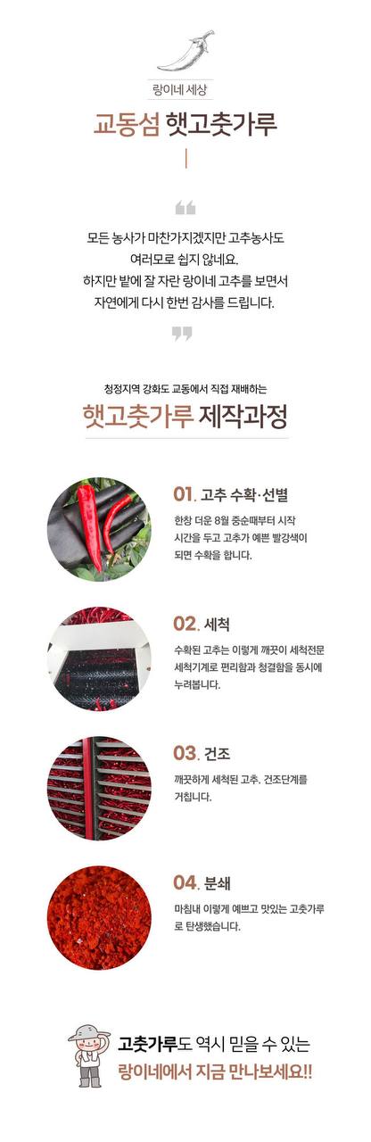 25년 햇 고춧가루 / 강화 교동섬 랑이네 햇살담은 고춧가루 /1.5kg 스파우트 포장 상세 이미지 3
