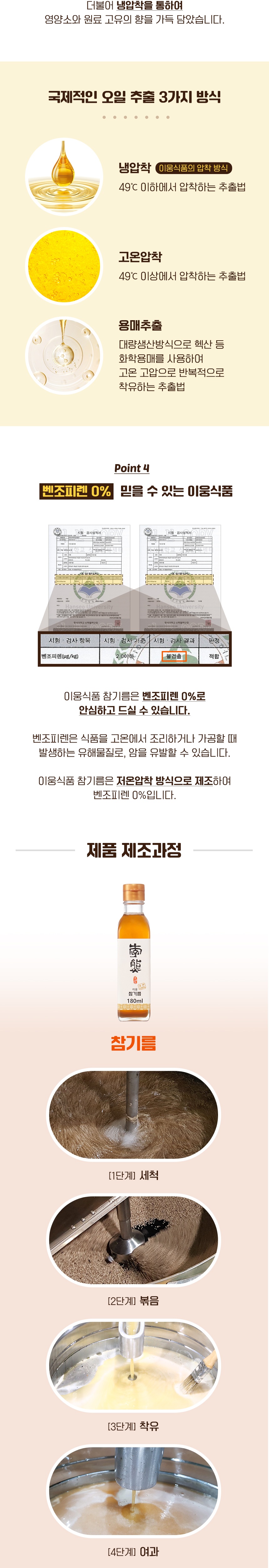 국내산 참깨 100% 이웅 참기름 250ml / 6시 내고향 참기름 깨볶는 부자 상세 이미지 4